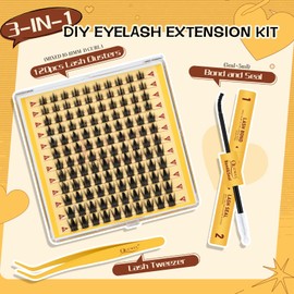 QUEWEL DIY Lash Extension Kit, Cluster Lashes Kit 10-18mm Lash Clusters with Lash Bond and Seal Waterproof, Lash Tweezers Easy to Use for Beginners DIY Eyelash Extensions at Home(MH Manga-Kit)