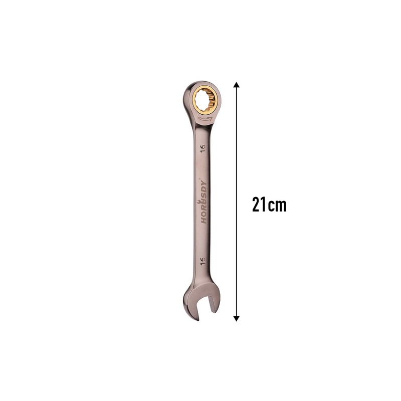 HORUSDY Ratchet Spanner, 16MM Metric Wrench Ratcheting Combination Wrenches 72-Teeth,