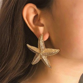 Enautoabs Bohemian Gold Starfish Earrings Metal Starfish Dangle Earrings Large Sea Star Earrings Starfish Statement Earrings Summer Beach Earrings Jewelry for Women