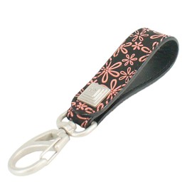 Indenya 4701-51-160 Belt Strap, Key Holder, B, Deer Leather, Black Background x Pink Lacquer, Snow Breasted Grass Pattern, multicolor (black / pink)