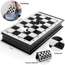 FanVince Chess Game Magnetic Travel Game High Quality Chess Set Folding Chess Board for Adults Children