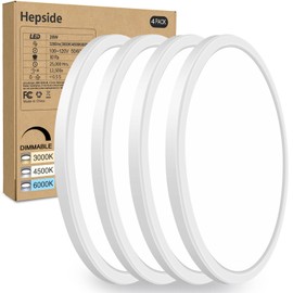 4PACK Flush Mount LED Ceiling Light Fixture White, 12Inch 28Watt, Dimmable & 3000K-4500K-6000K 3 Color Selectable Ceiling Lamp 3200LM Low Profile Ceiling Light for Kitchen Bedroom Hallway Porch