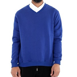 GW CLASSY OUTFIT Girls Boys Kids Jumper Button Fleece Cardigans Long Sleeve Sweatshirts Pull Over Jumpers Round/V- Neck School Uniform (13-14 Years, V-Neck Royal Blue)