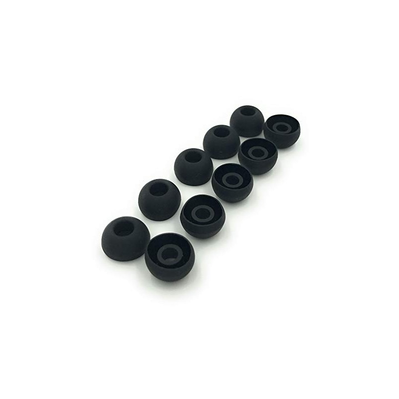 10 Pairs Large Black Silicone Replacement Ear Buds Tips Covers