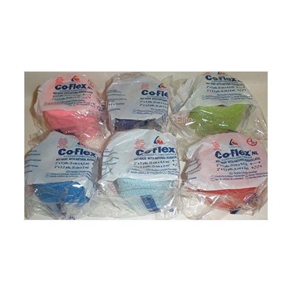 Andover CO-Flex NL 2"x5Yds Color 6-Pack Cohesive Flexible Elastic Latex