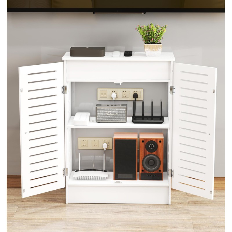 WYJREES WiFi Router Storage Cabinet, Multi-Functional Router Storage Box, Floor
