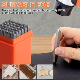 LEONTOOL Number and Letter Stamp Set (A-Z, 0-9 and & Symbol) 36 PCS Metal Stamping Kit, Steel Character Punch Metal Stamps, Jewelry Metal Stamping Tools for Imprinting Metal Wood Leather, (1/8") 3MM