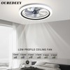 OUREDEEY 20" Ceiling Fan With Lights and Remote, Low Profile,