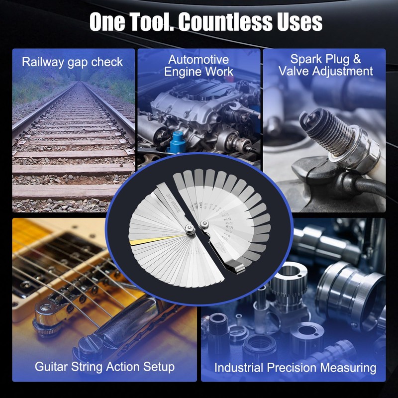 Pylevemv 2Pcs High-Precision Feeler Gauge Set - 32-Blade Straight and