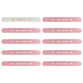 PartyGifts&beyond Bachelorette Party Favors 10 Pcs Bachelorette Bracelets Bachelorette Party Decorations Bride Squad Snap Silicone Wristbands for Bridesmaid Gifts (Pink)