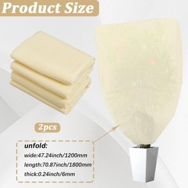 SOFPLATE 2Pcs Frost Cloth Tree Freeze Protection Tree Frost Blanket Large Thickened Reusable Non-Woven Fabrics with Zipper Drawstring Garden Plant Shrub Covers for Winter Cold Weather Outdoor Plants