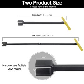 Forlivese 28 Inchs Water Key, Water Meter Key, Water Shut off Tool Removable Water Meter Wrench Comes with 4-way Multifunctional Utilities Key and Seal Tape for Opening and Closing Water Meters