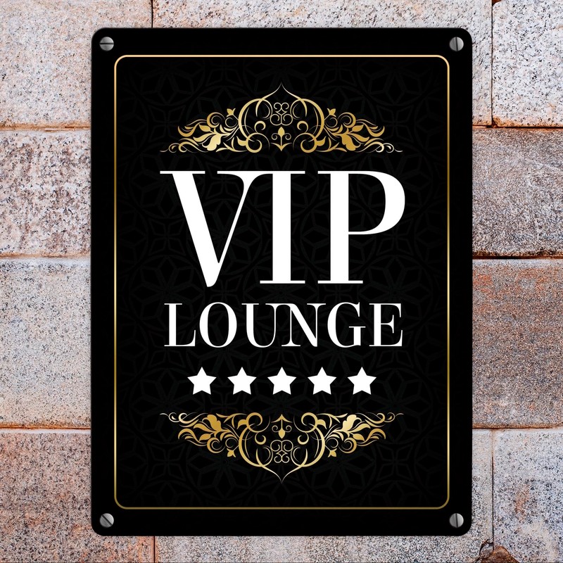 VIP Lounge Metal Sign with 5 Stars Motif Party Luxury
