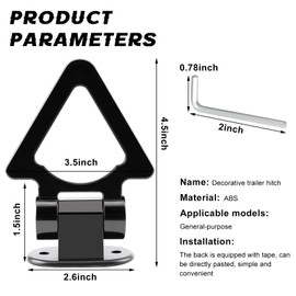 povtii Car Tow Hook Decor, V Shape Trailer Hook Sticker for Car Bumper, Auto Bumper Trailer Tow Hook Decor Sticker for Cars, Trucks, SUVs, Universal Exterior Car Accessories (Black)