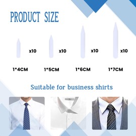 LYQNIHOB Set of 40 Collar Stays for Men's Shirts in 4 Sizes - Collar Reinforcers Made of Sticks, Shirt Holder, Men's Collar Reinforcer, for a Perfect Fit of Shirt Collar Father or Husband