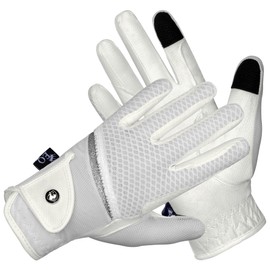 EQUESTRIAN QUEEN Savaii Lightweight Breathable Riding Gloves (White, L)