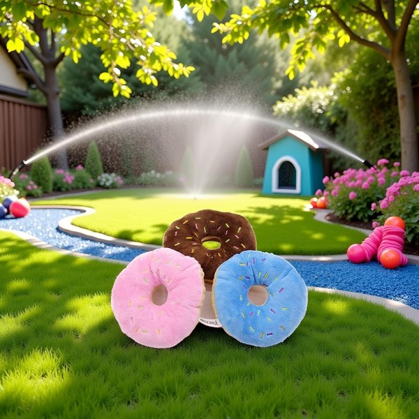 Yjemle 3Pcs Colorful Pet Toy Donut-Shape Squeaky Squeaker Puppy Dog