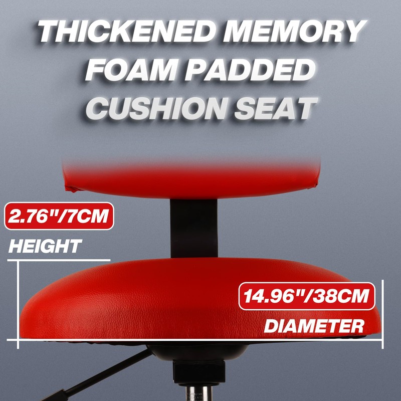 FreekyFit Shop Stool with Backrest, Mechanic Garage Stool for Workshop,