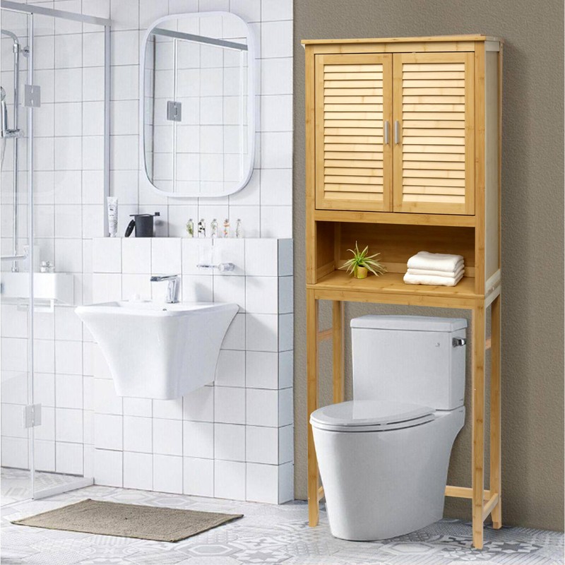 RoyalHouse Bamboo Over The Toilet Storage Cabinet with Bottom Shelf,