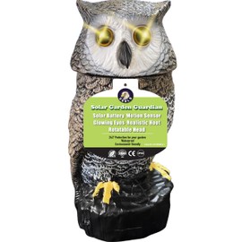 Ugold - Búho de jardín alimentado por energía solar con detección, ojos intermitentes, cabeza giratoria, modo realista y silencioso, escultura de jardín, decoración de búho de plástico para el hogar,