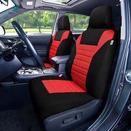 FH Group Car Seat Covers Front Set Premium 3D Air Mesh - Low Back Car Seats with Removable Headrest, Universal Fit,Automotive Seat Cover,Airbag Compatible Car Seat Cover for SUV,Sedan,Van Red