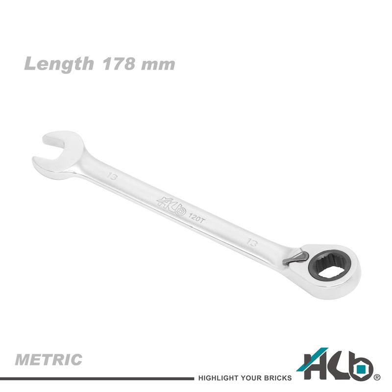 HB 13MM 120-Tooth Non-Slip Reversible Ratchet Wrench, Metric, Made In