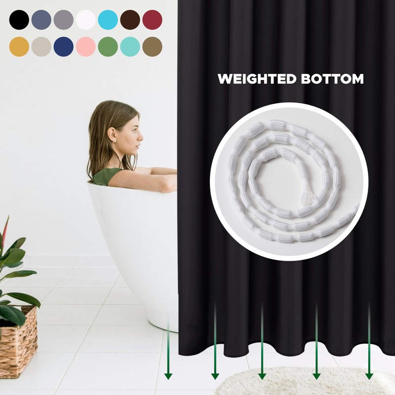 Biscaynebay Fabric Extra Wide Shower Curtain Liners 96" Width by