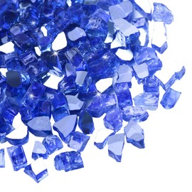 Calofulston 35 lbs Fire Glass for Propane Fire Pit, 1/2 Inch Fire Pit Glass for Fireplace and Fire Pit Table, Reflective Firepit Glass Rock, Cobalt Blue
