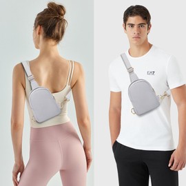 VOROLO Small Sling Bag For Men and Women，Crossbody Bags For Women with Ajustable Strap Trendy Cross body Bag Light Grey