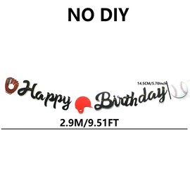 Baseball Happy Birthday Banner for Baseball Birthday Decorations, Sports Theme Birthday Party Supplies, Baseball Pennant Bunting Party Supplies pre-strung