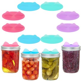 Wingcases Fermentation Lids Silicone Waterless Airlock, Suitable for Wide Mouth Mason Jars - For Making Pickled and Fermented Probiotic Foods, 8 Pack, Translucent Colors