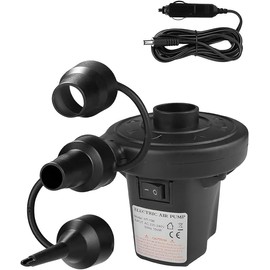 Electric Air Pump for Inflatables, 240V AC/12V DC (Home/Car) Electric Air Pump 3 Nozzles Quick Inflate Paddling pools Pump for Air bed, Blow up Bed Pump for Camping Sports, Kids Paddling Pools & Toys