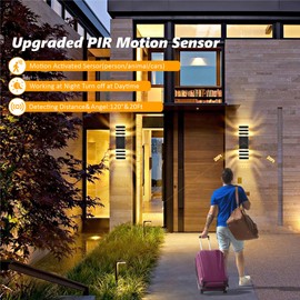 DARIISI Motion Sensor Outdoor Wall Lights 2 Packs, 15'' Up and Down Porch Lights, 3000K Warm White LED Exterior Light Fixture Wall Mount for House Garage