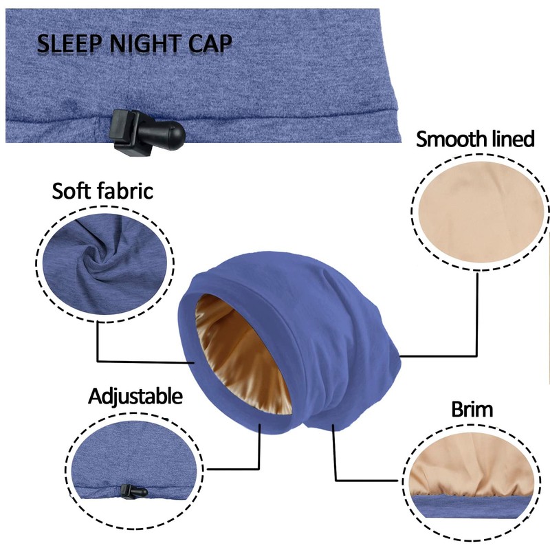 Silk Satin Bonnet Hair Wrap for Sleeping, 2 Pcs Adjustable
