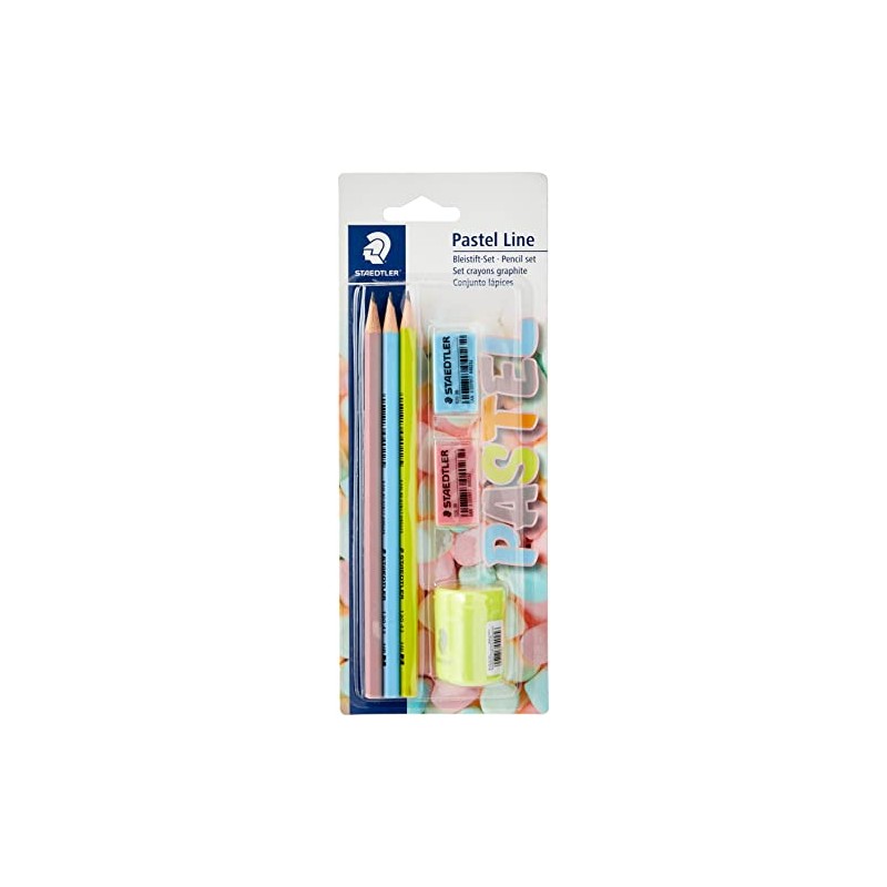 STAEDTLER 13043SBKP1 Pastel Stationery with Pencils, Sharpener and Eraser