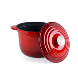 AILIBOO Enamel Cast Iron Dutch Oven - 2 Quarts Dutch Oven Pan With Lid, Durable Enamel Dutch Oven For Bread Baking, Nonstick Bread Dutch Oven, Enamel Cast Iron Cookware - Red Dutch Oven 2 Quarts