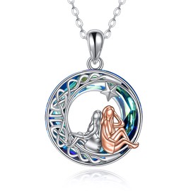 Sister Gifts From Sister Sterling Silver Celtic Knot Moon Sister Pendant Necklace for Women Sister Birthday Friendship Jewelry Gifts for Women Sister