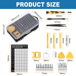 sourcing map 140 in 1 Magnetic Precision Screwdriver Set Electronics Repair Tools Kit with 99 Bits Flexible Shaft and Extension Rod for Cellphone Game Console Laptop PC Computer Camera, Yellow