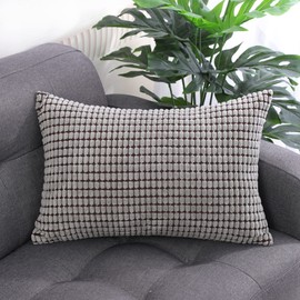 sourcing map 1 Pc Soft Corduroy Cushion Cover, Corn Striped Decorative Throw Pillow Cover, Sofa Pillowcase for Bedding Home decors, 30x45cm, Pale Gray Brown