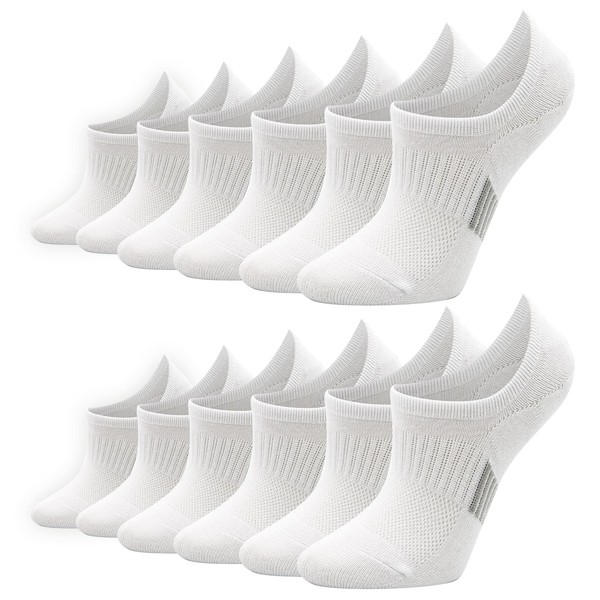 VEGCOO 6 Pairs White Trainer Socks Women Men, Breathable Cotton
