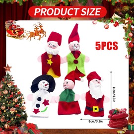 5 Pieces Christmas Finger Puppets Santa Claus Snowman Finger Puppets Set Cute Small Dolls Multicoloured Animal Figures Finger Puppet for Birthday Children Party Christening Baby Shower Christmas