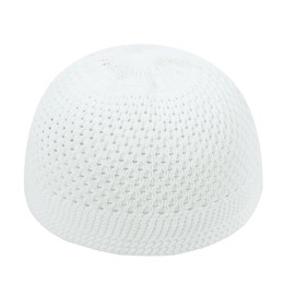 TheKufi White Open-Weave 100% Nylon Knit Stretchy Kufi Hat Skull Cap Beanie Head Cover Topi (XXXXL -25" (63.5cm))