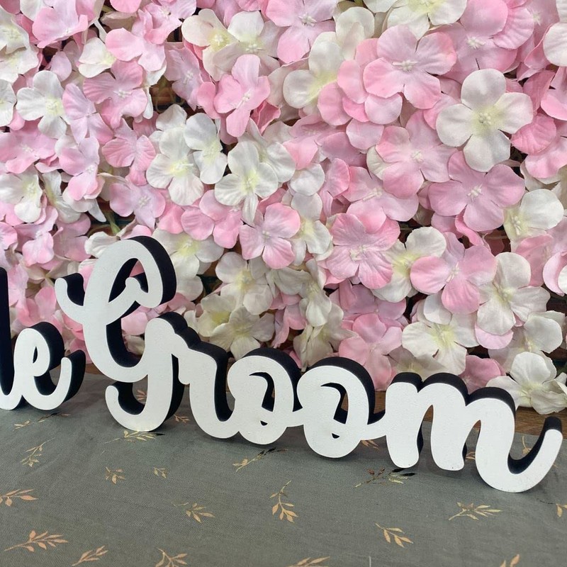 Customisable Bride and Groom Wooden Standing Signs, Wedding Top Table