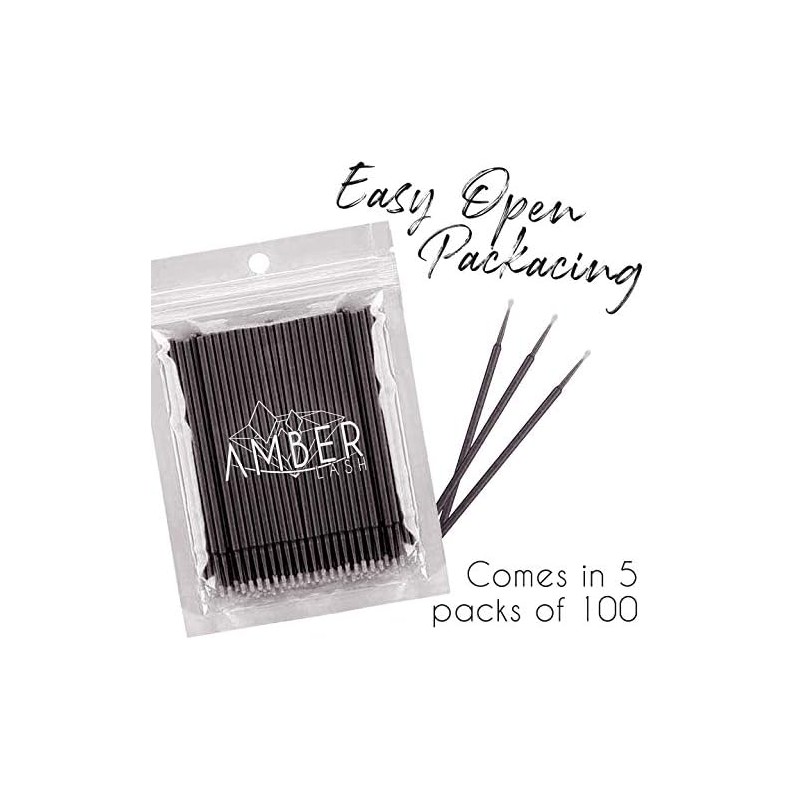 Amber Lash Micro Q-tip Aplicadores de pincel para extensión de