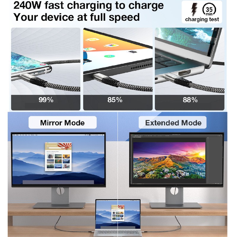 USB C to USB C Cable 20Gbps 240W Fast Charging