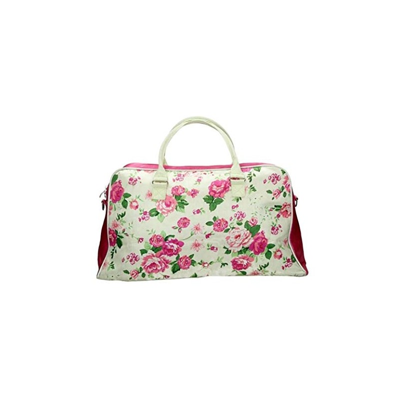 Dugros Floral Printed Satin Nylon Weekender Top Handle Holdall -