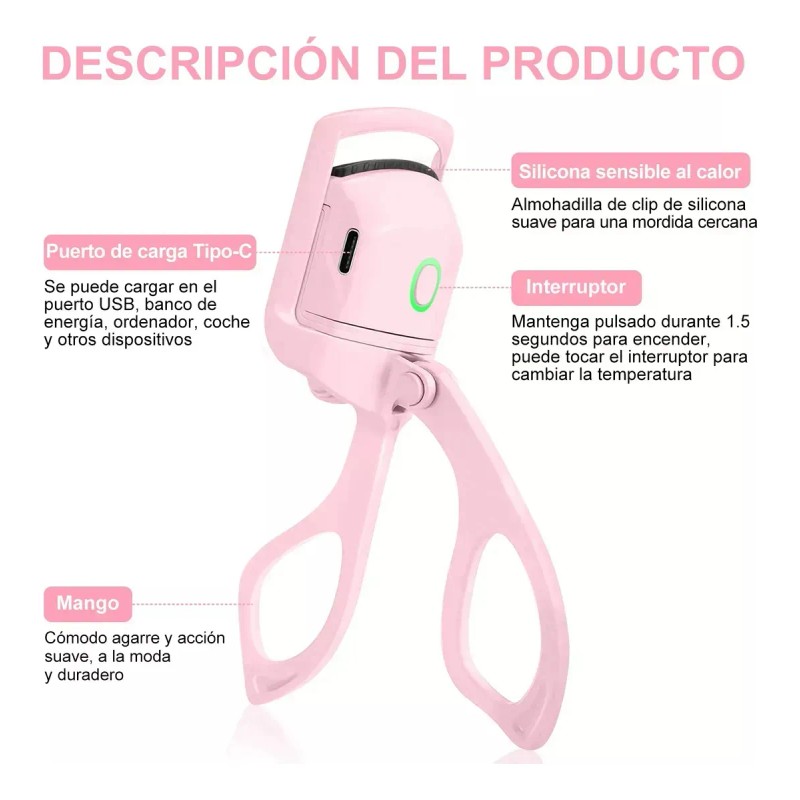 Enchinador Eléctrico Rizador Levanta Pestañas Caliente Color 2 Piezas +