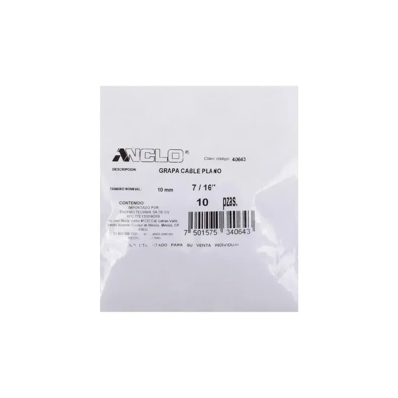 Grapa Para Cable Plano 716 De Pulgada Blanco 10 Piezas