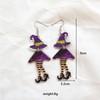 Halloween Witch Dangle Earrings for Women Blue Green Witch Hat
