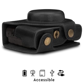 MegaGear MG1729 Ever Ready Genuine Leather Camera Case Compatible with Sony Cyber-Shot DSC-RX100 VII - Black